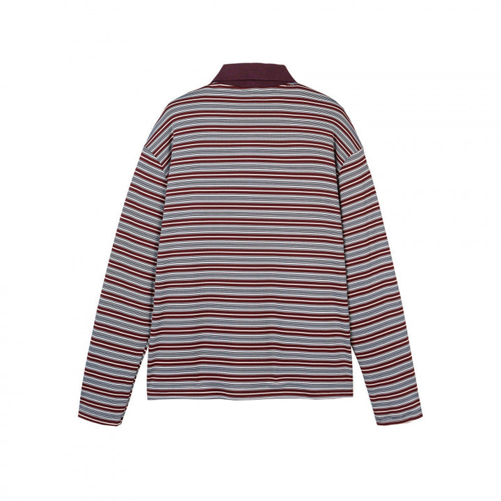 Men's long sleeve polo shirt with fine striped pattern and ribbed collar Mune Fashion