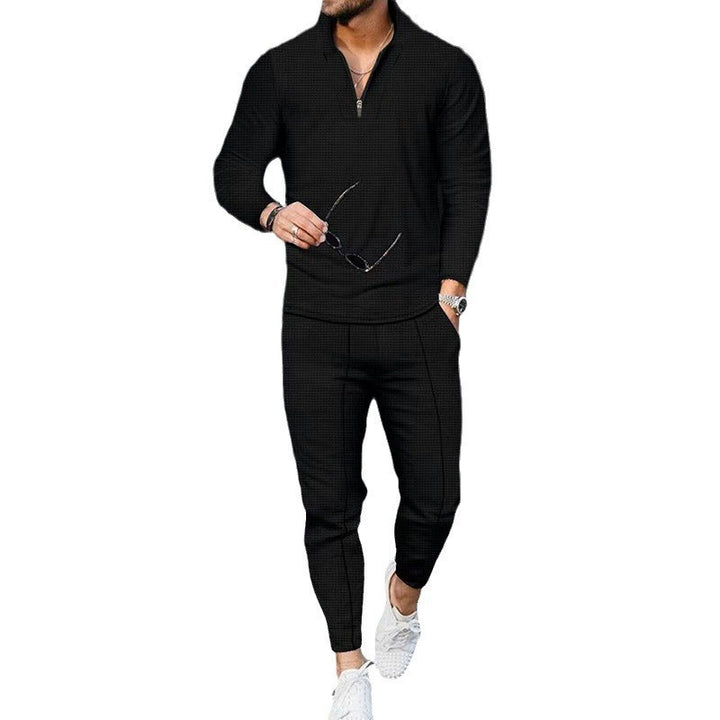 Men's modern leisure set half-zip henley sweater with raglan sleeves and tapered crease joggers Mune Fashion