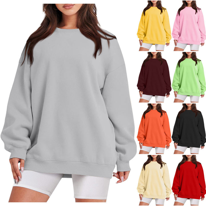 Women's Longline College Sweatshirt with Ribbed Hem, Raglan Sleeves and Brushed Inner Side Mune Fashion