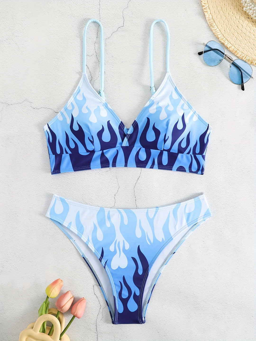 Women Triangular Bikini with exciting flame pattern Mune Fashion