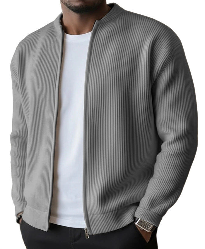 Men's Ribbed Bomber Cardigan with Full Zip EB
