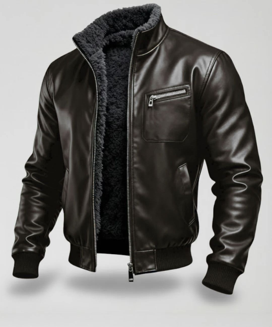 Men's leather jacket with lining