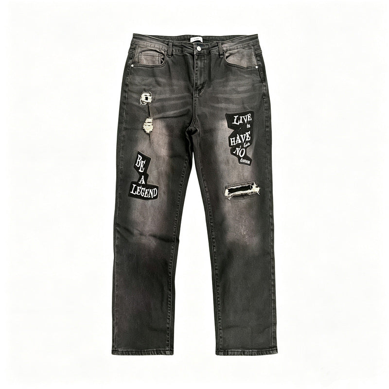 Men's Fashion Ripped Jeans with Graphic Prints Mune Fashion