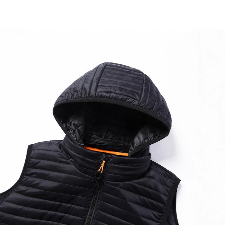 Men's Ultralight Hooded Quilted Vest with Horizontal Quilting and Packable Insulation Mune Fashion