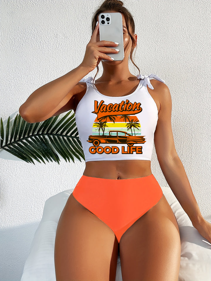 Women's bikini set with graphic design and high leg cut Mune Fashion