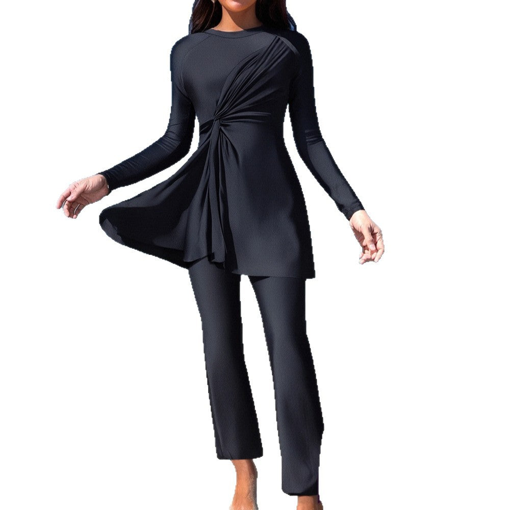 Women's Elegant Asymmetrical Swimsuit with Draping Mune Fashion