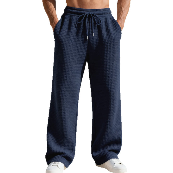 Men's Loose-Fitting Lounge Pants with Waffle Texture and Drawstring Mune Fashion
