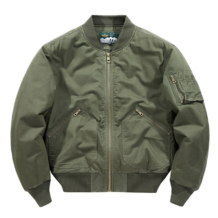 Men's Canvas Bomber Jacket in Vintage Workwear Design with Arm Pocket Mune Fashion