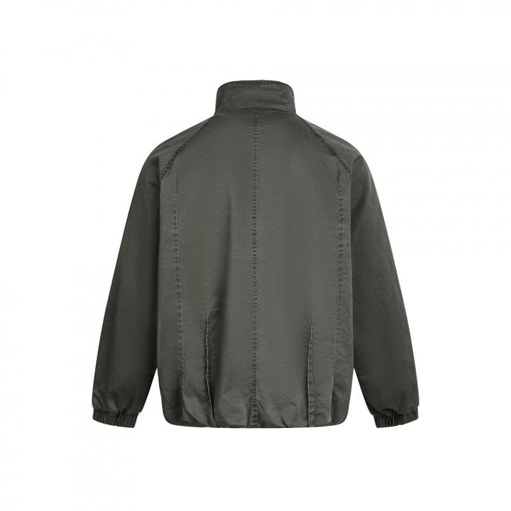 Men's Minimalist Nylon Bomber Jacket with Stand Collar, Raglan Sleeves and Gathered Hem Mune Fashion