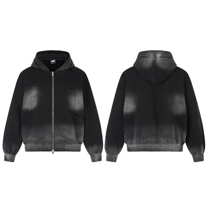 Unisex Hoodie Zip Jacket with Ombre Dyeing, Oversized Silhouette and Kangaroo Pockets Mune Fashion