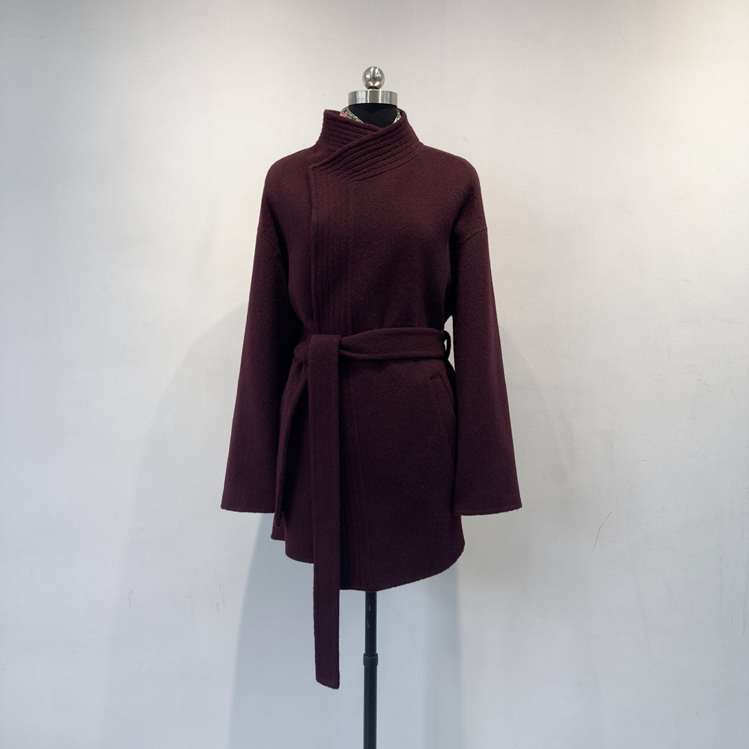 Ladies Comfortable Belted Cardigan Shawl Collar Mune Fashion