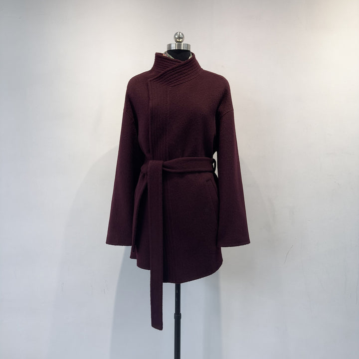 Ladies Comfortable Belted Cardigan Shawl Collar Mune Fashion