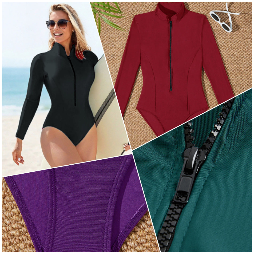 Damen Sportlicher Langarm-Surfsuit mit hochgeschlossenem Kragen Echo Archiv