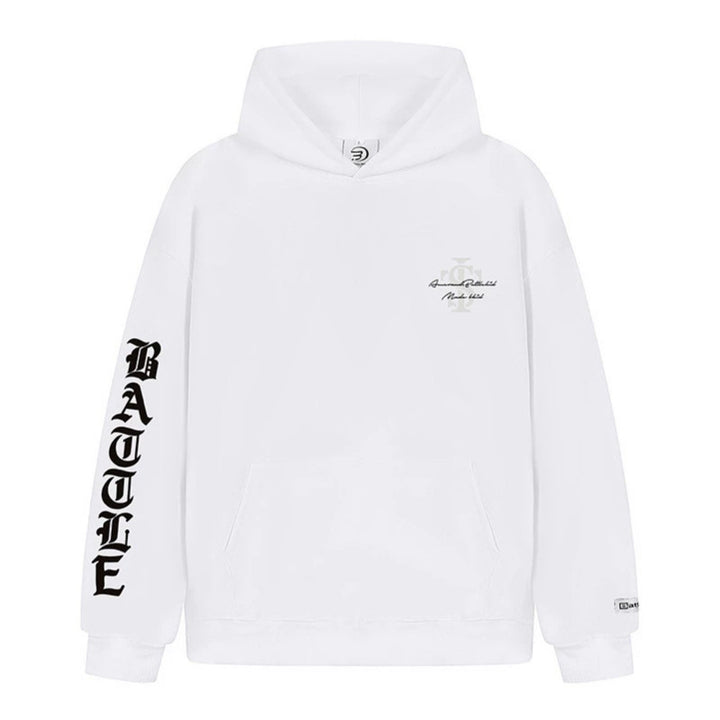 Unisex Oversize Hoodie with Gothic Sleeve Print and Kangaroo Pocket Mune Fashion