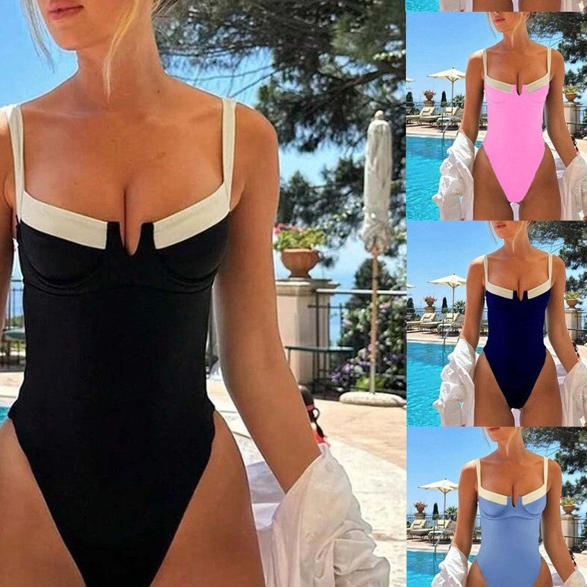Women One-Piece Swimwear with Elegant Contrast Details Mune Fashion