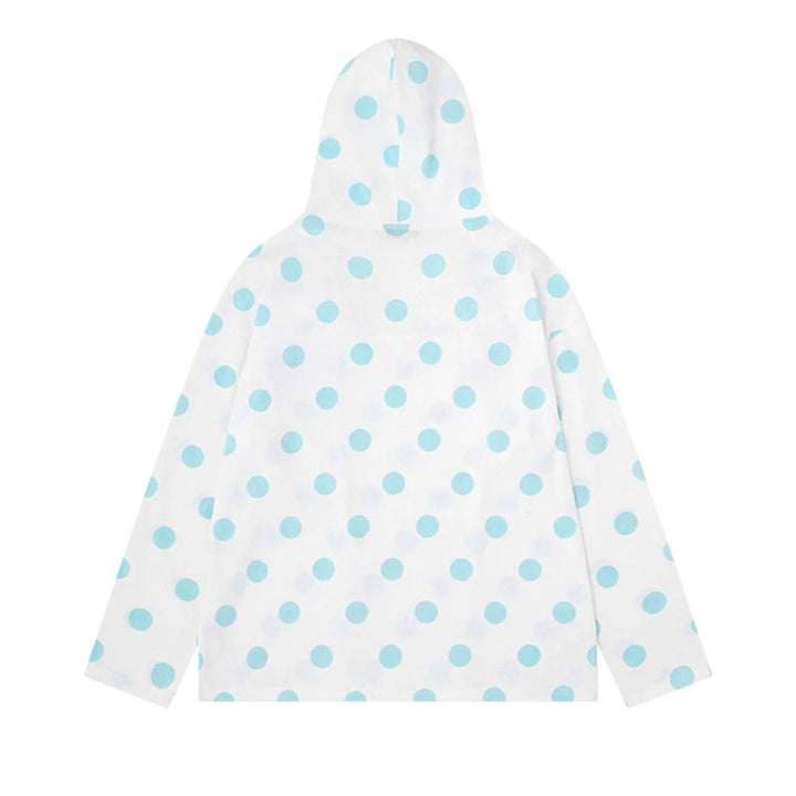 Women's lightweight hooded sweatshirt with all-over polka dot print, drawstring and relaxed fit Mune Fashion