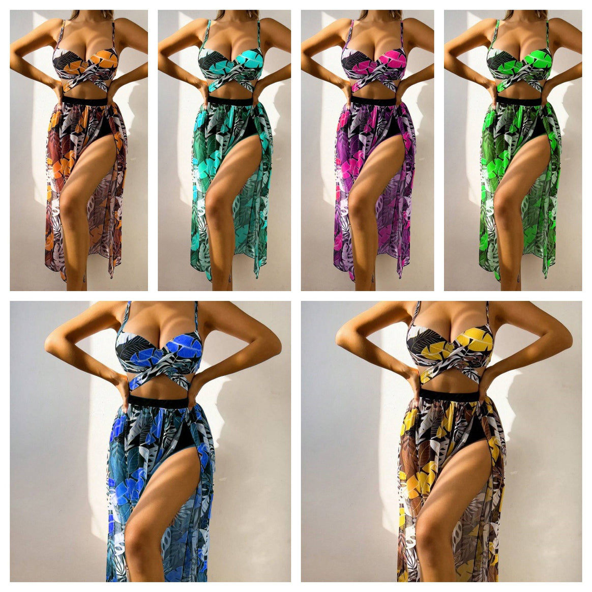 Women's Bikini Set with extravagant Cut-Out and floral Skirt Mune Fashion