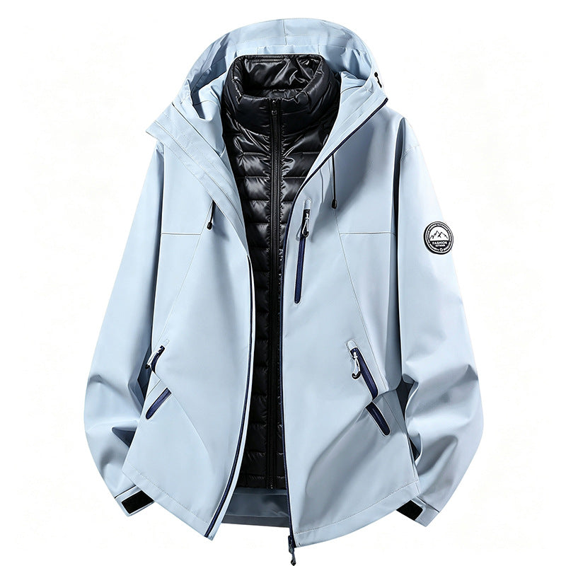 Unisex non-waterproof three-piece softshell jacket with detachable quilted inner jacket and hood Mune Fashion