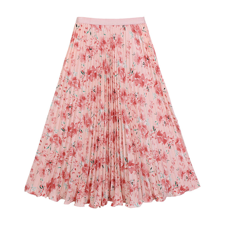 Women's pleated circle midi skirt in retro polka dot design with elastic comfort waistband Mune Fashion
