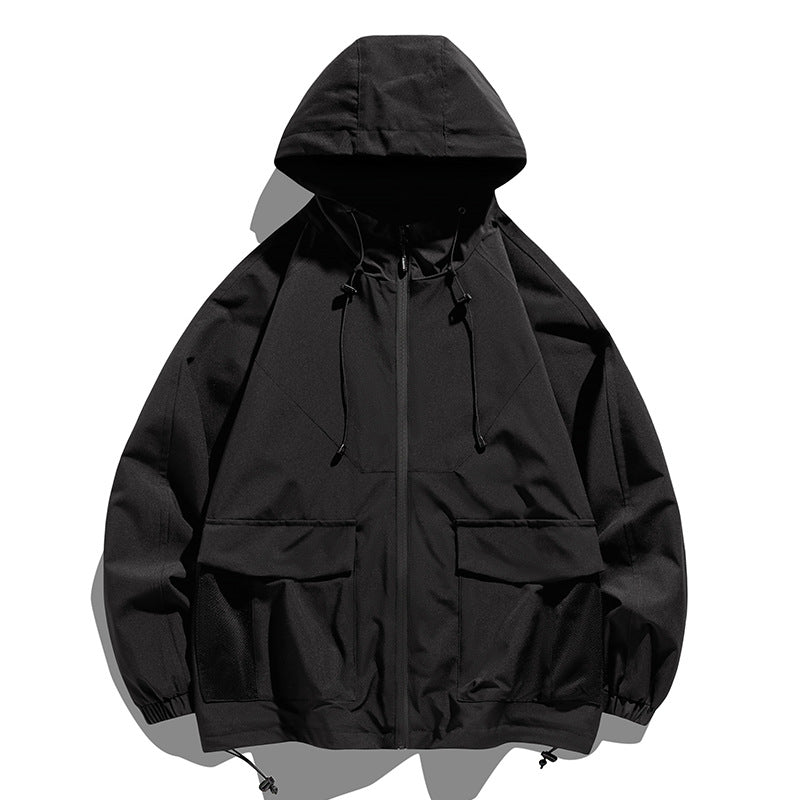 Men's Oversize Hooded Windbreaker with Multi-Pockets, Mesh Inserts and Drawstring Mune Fashion
