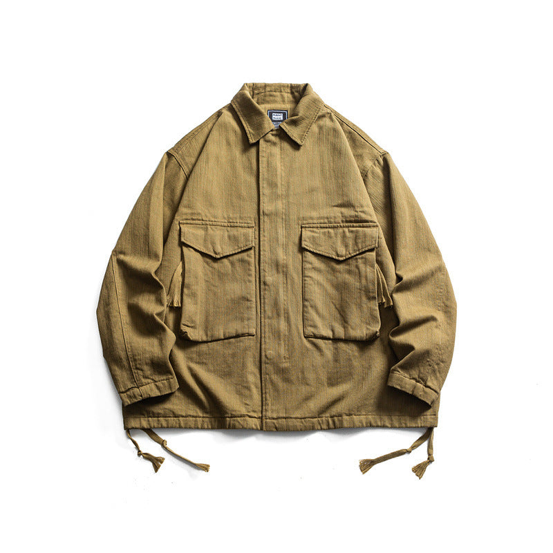 Men's Boxy Utility Blouson Jacket made of canvas with patch pockets and drawstring hem Mune Fashion