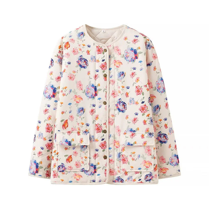 Ladies nan lightweight quilted shacket with round neck, snap button front and large flap pockets Mune Fashion