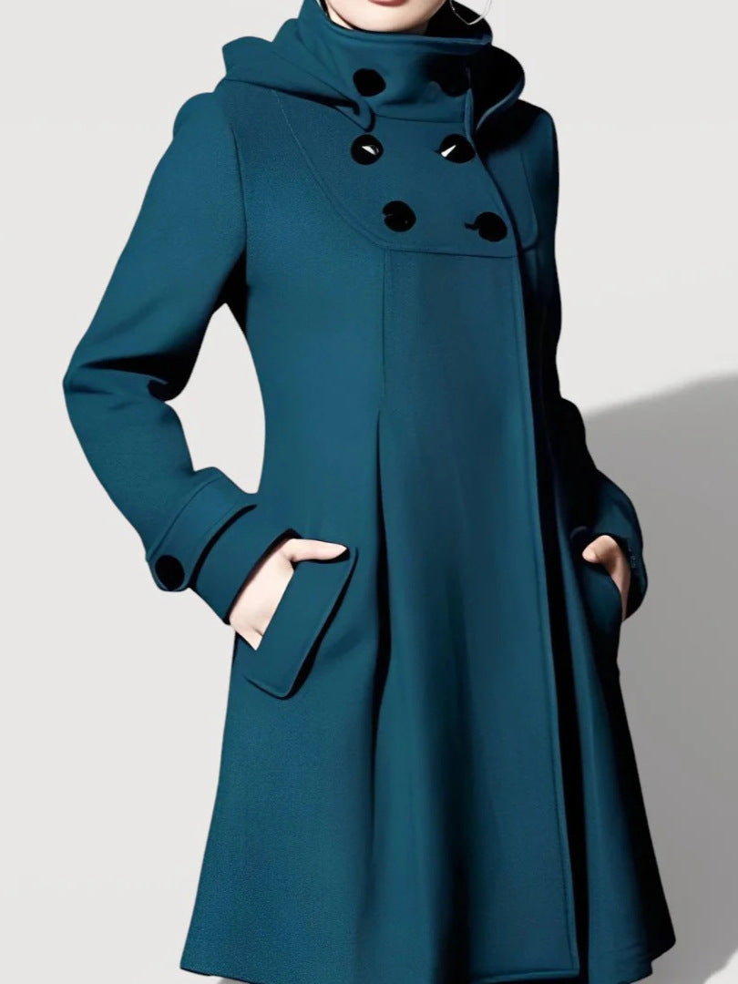 Women's Fashion Transitional Jacket with Hood and Button Details