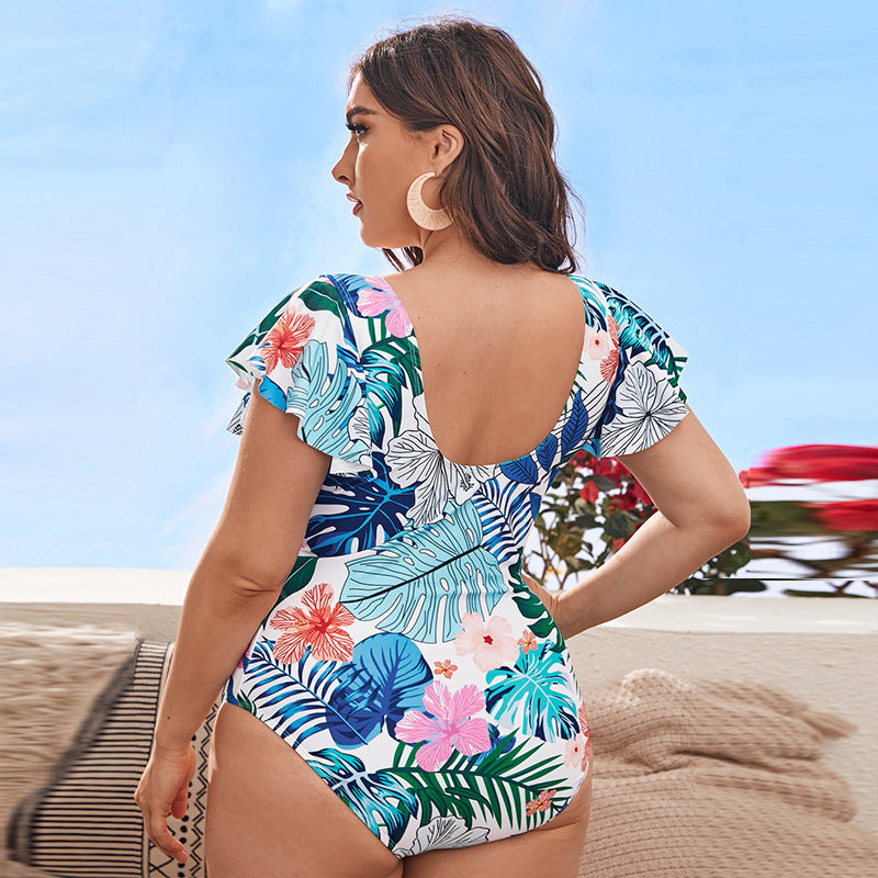 Women Elegant Swimsuit with Floral Ruffle Details Mune Fashion