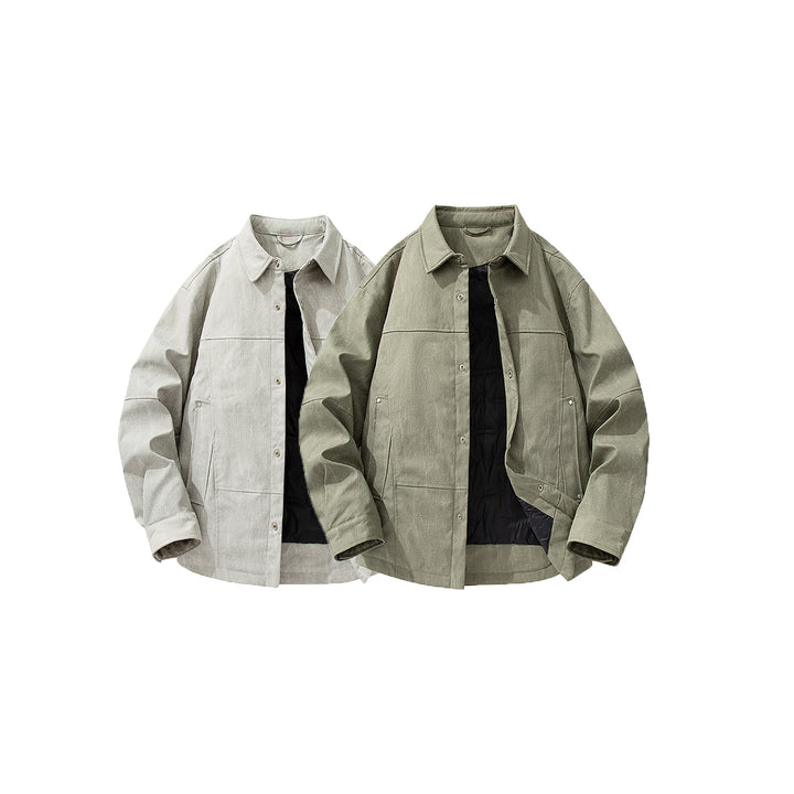 Herren gesteppte, gefütterte Canvas-Utility-Jacke mit Druckknöpfen Mune Fashion