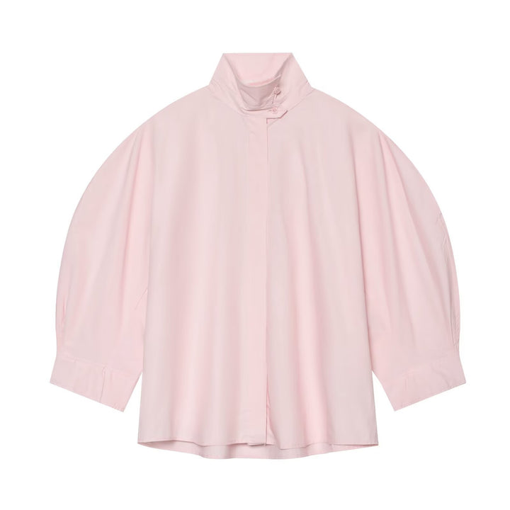 Women's Oversize Blouse with Stand-Up Collar and Kimono Sleeves Mune Fashion