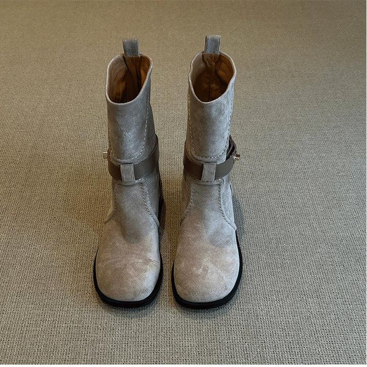 Women's Fashionable Boots with Decorative Strap Mune Fashion