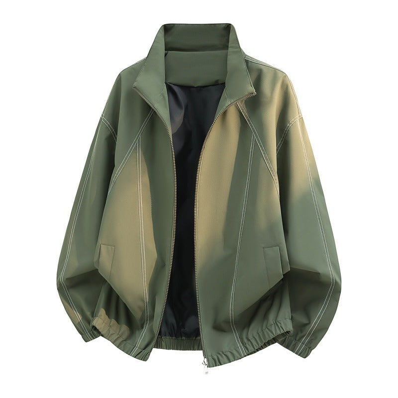 Men's oversized lightweight jacket with stand-up collar, elastic hem, and decorative contrast seams Mune Fashion
