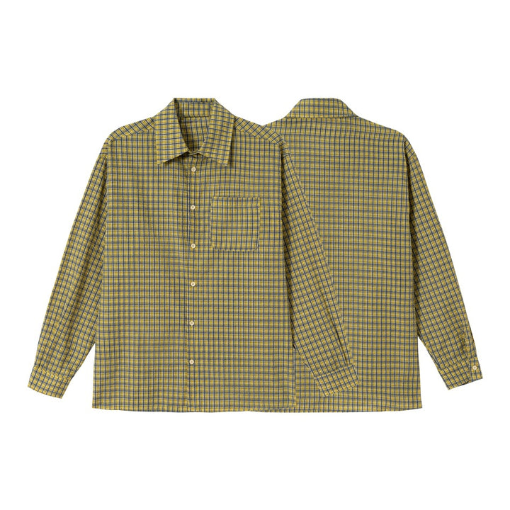 Unisex Oversize Check Shirt with boxy silhouette, straight hem and patch chest pocket Mune Fashion