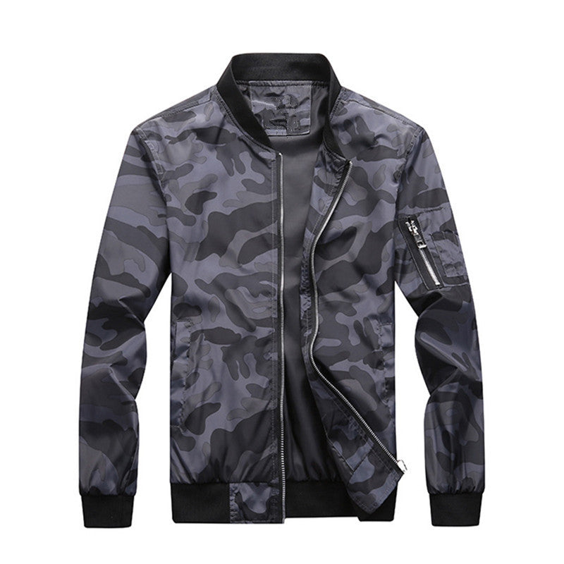 Men's Urban Camouflage Bomber Jacket with Windproof Nylon Shell and Arm Pocket Mune Fashion