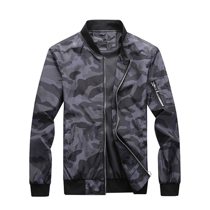 Men's Urban Camouflage Bomber Jacket with Windproof Nylon Shell and Arm Pocket Mune Fashion