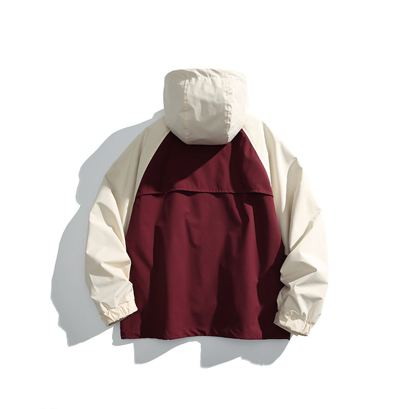 Unisex Lightweight two-tone wind and rain jacket with hood, water-repellent shell and adjustable hem Mune Fashion