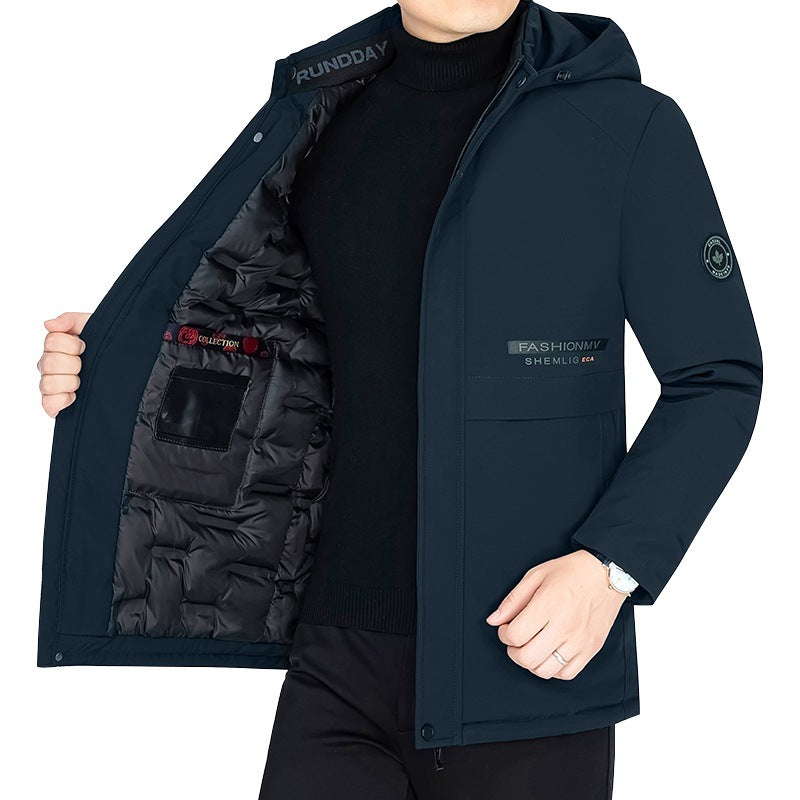 Men's Thermo Winter Short Coat with Luxurious Faux Fur Lining and Stand Collar Mune Fashion