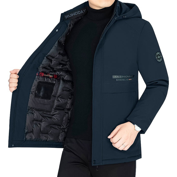 Men's Thermo Winter Short Coat with Luxurious Faux Fur Lining and Stand Collar Mune Fashion