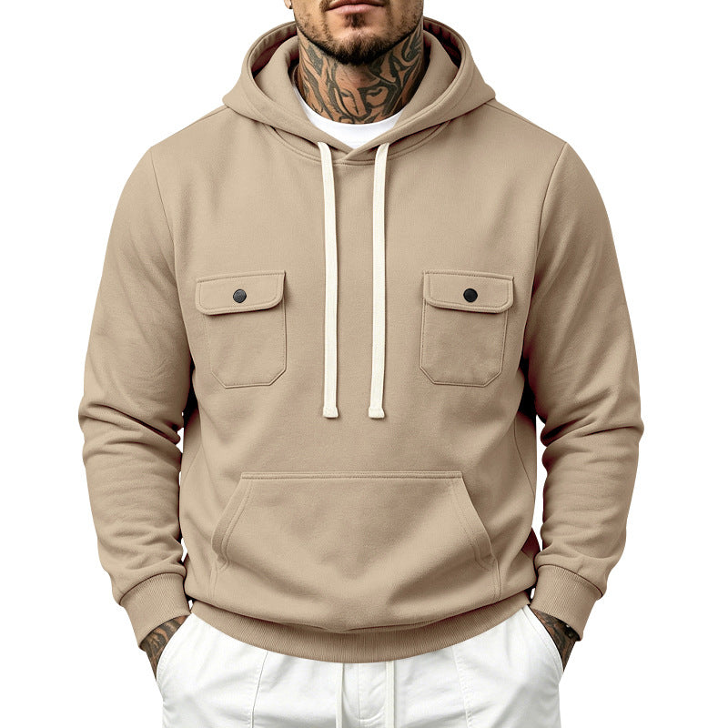 Men's hooded sweatshirt with double chest pockets and kangaroo pocket Mune Fashion