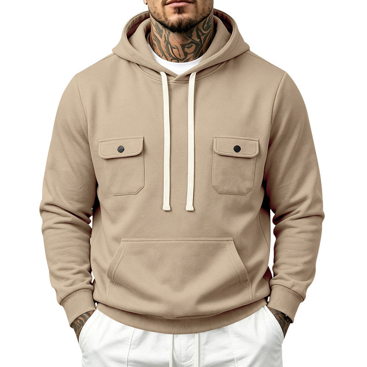 Men's hooded sweatshirt with double chest pockets and kangaroo pocket Mune Fashion