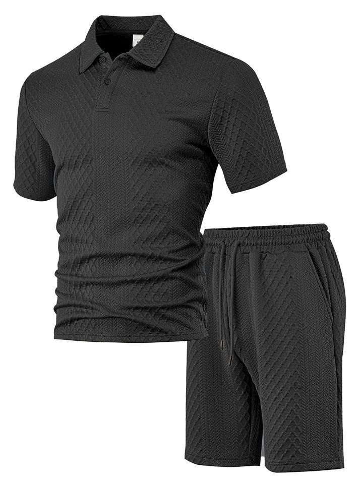 Men's structured polo shirt and bermuda shorts set made of quilted cotton blend Mune Fashion