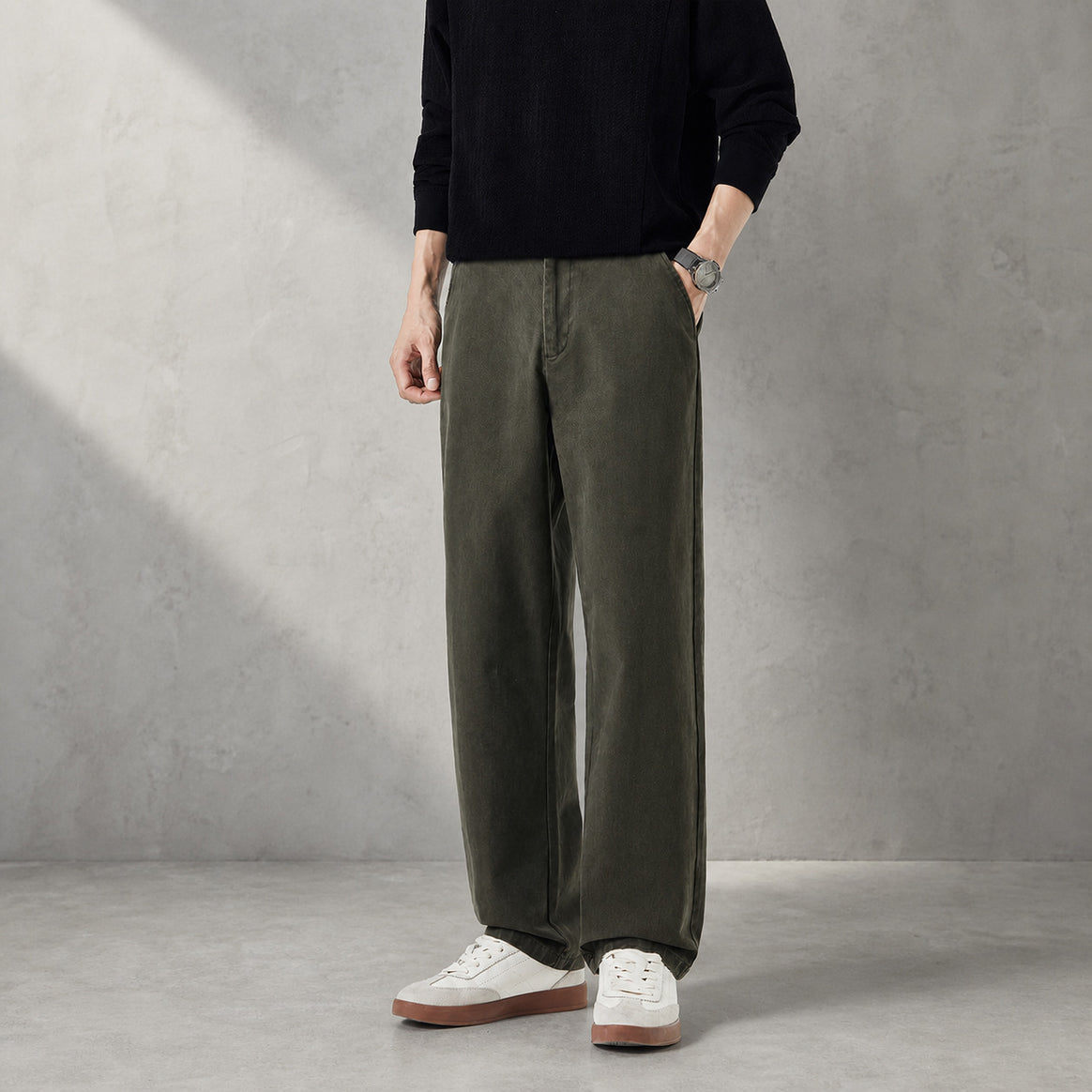 Men's Loose-Fitting Casual Pants with Straight Leg and Side Pockets Mune Fashion