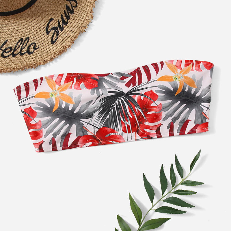 Women Bandeau Bikini Top with Exotic Floral Print Mune Fashion