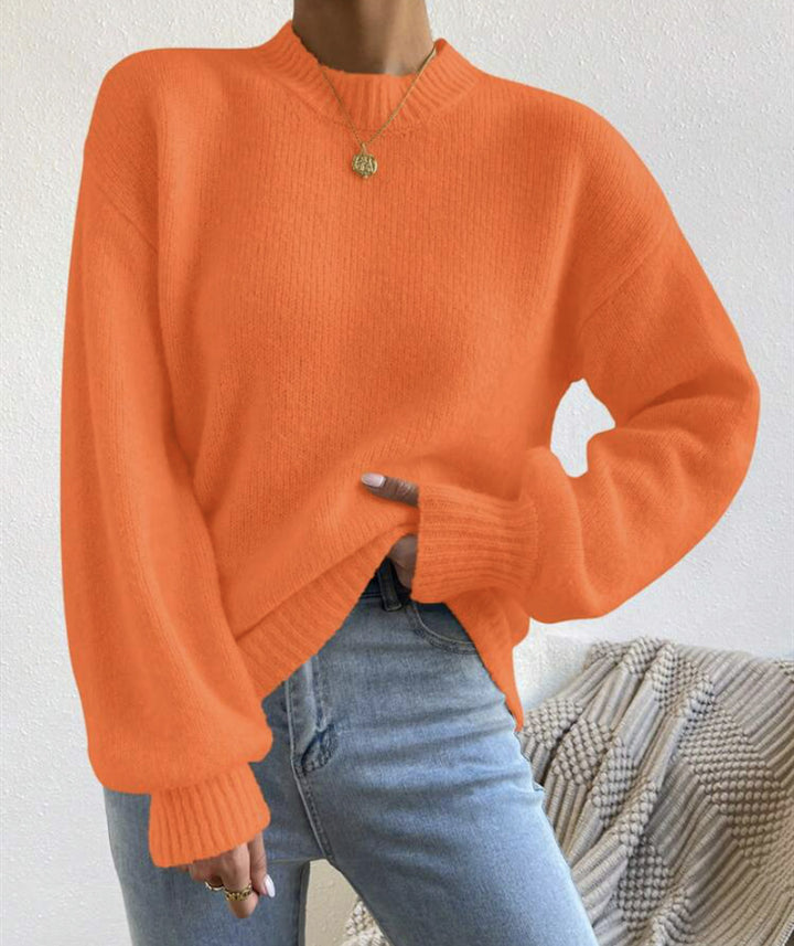 Women’s Oversized Fine Knit Sweater with Suggested Mohair Effect and Extended Ribbed Cuffs Mune Fashion