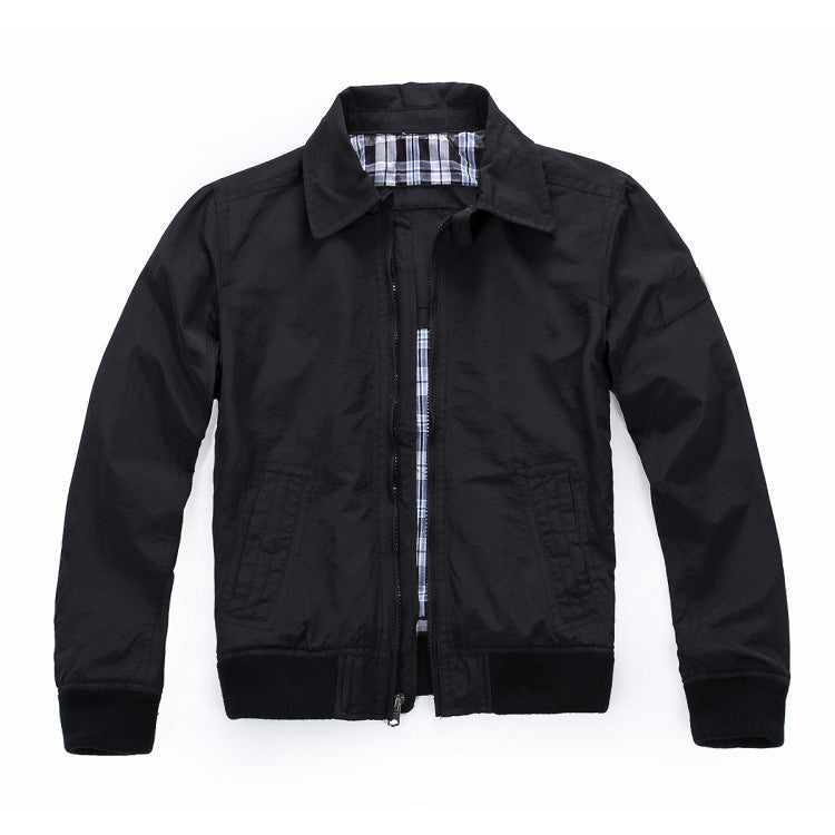 Men's Lightweight Bomber Jacket with Zipper and Checked Lining Mune Fashion