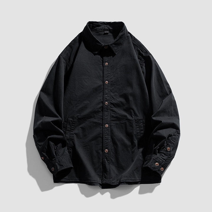 Men's Lightweight Canvas Work Shirt Jacket with Relaxed Fit and Large Side Pockets Mune Fashion