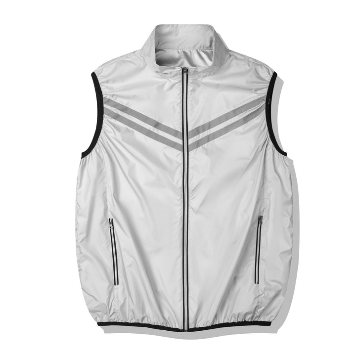 Men's lightweight short sleeve vest with stand-up collar, water-repellent nylon blend and zippered pockets Mune Fashion