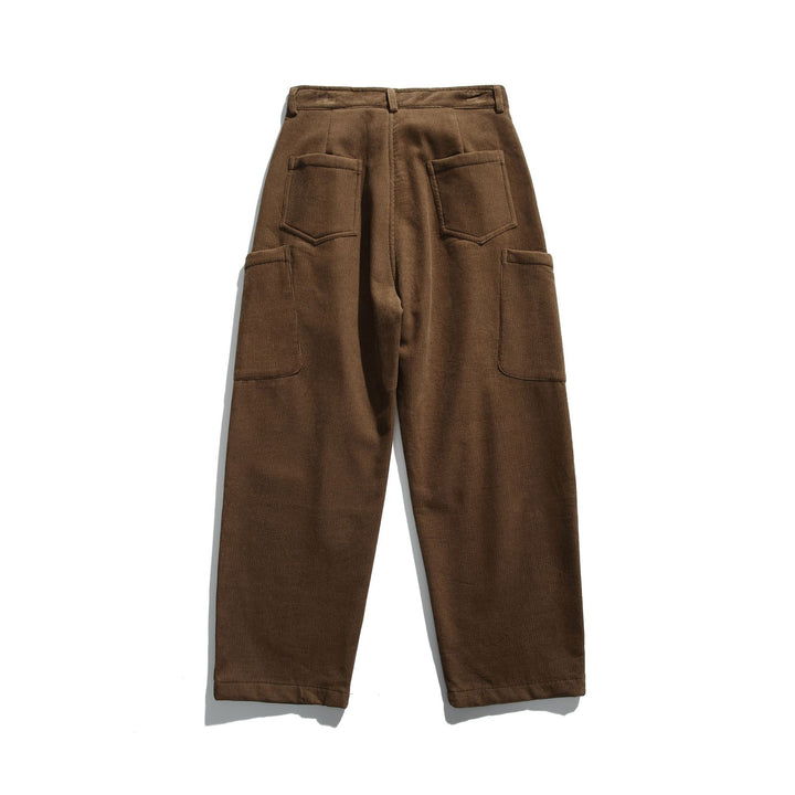 Men's Corduroy Cargo Pants with High Waist, Wide Leg and Flap Pockets Mune Fashion