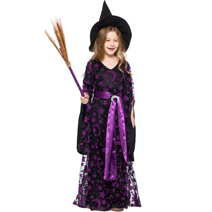Girls Wizard Costume with Shimmering Cape and Detailed Hat Mune Fashion
