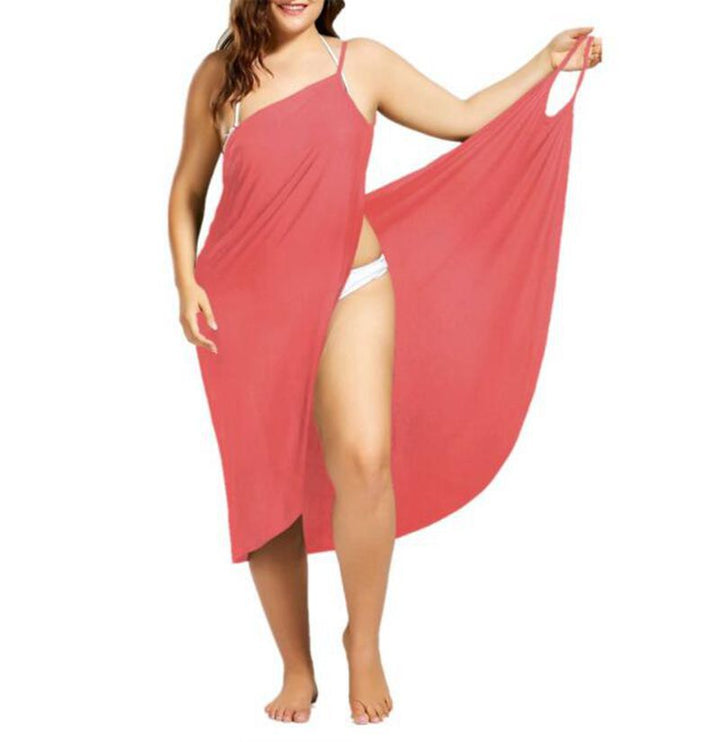 Women's nan versatile beach pareo wrap dress with spaghetti straps and asymmetrical hem Mune Fashion